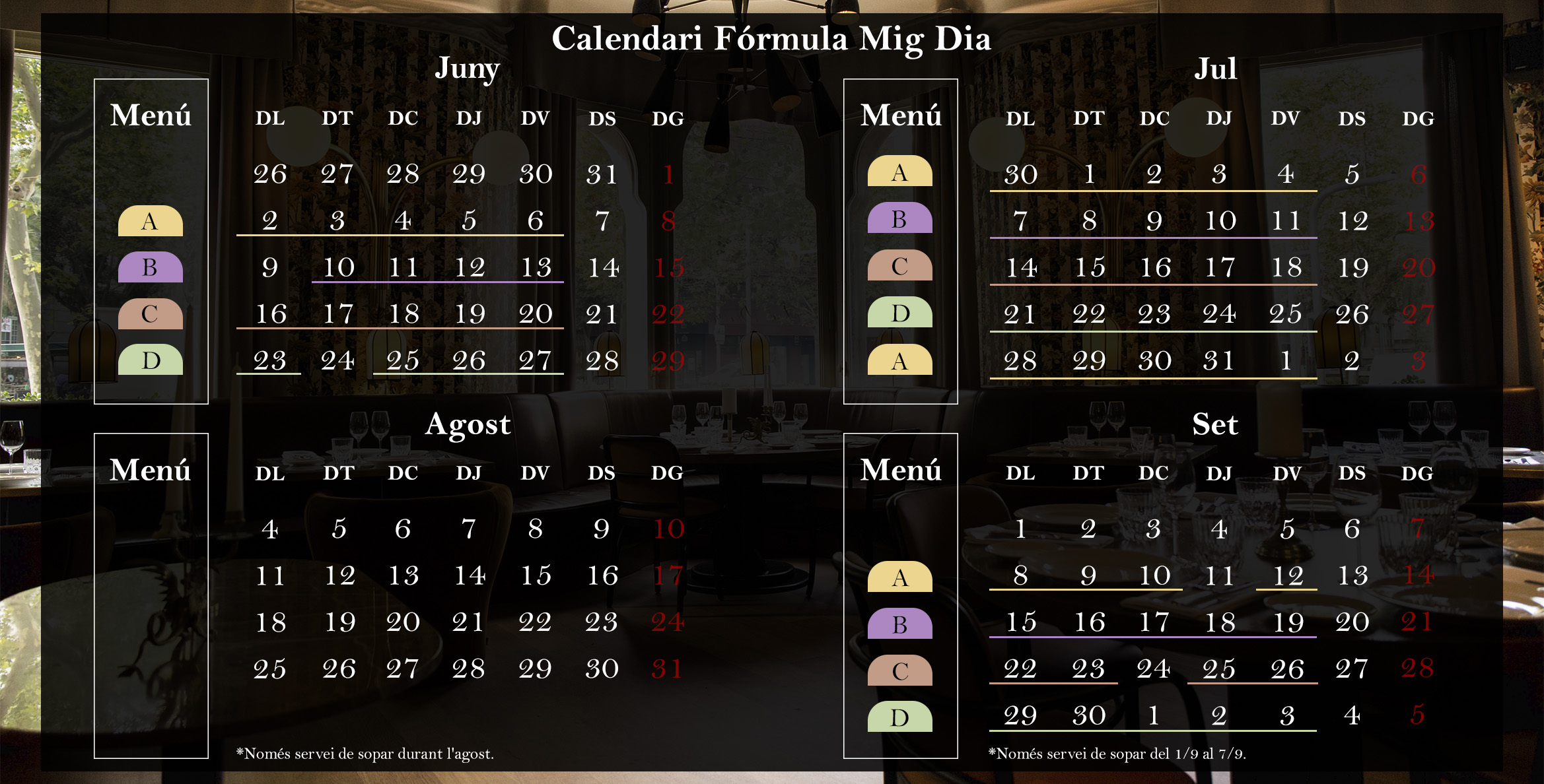 Lunch Formule Schedule