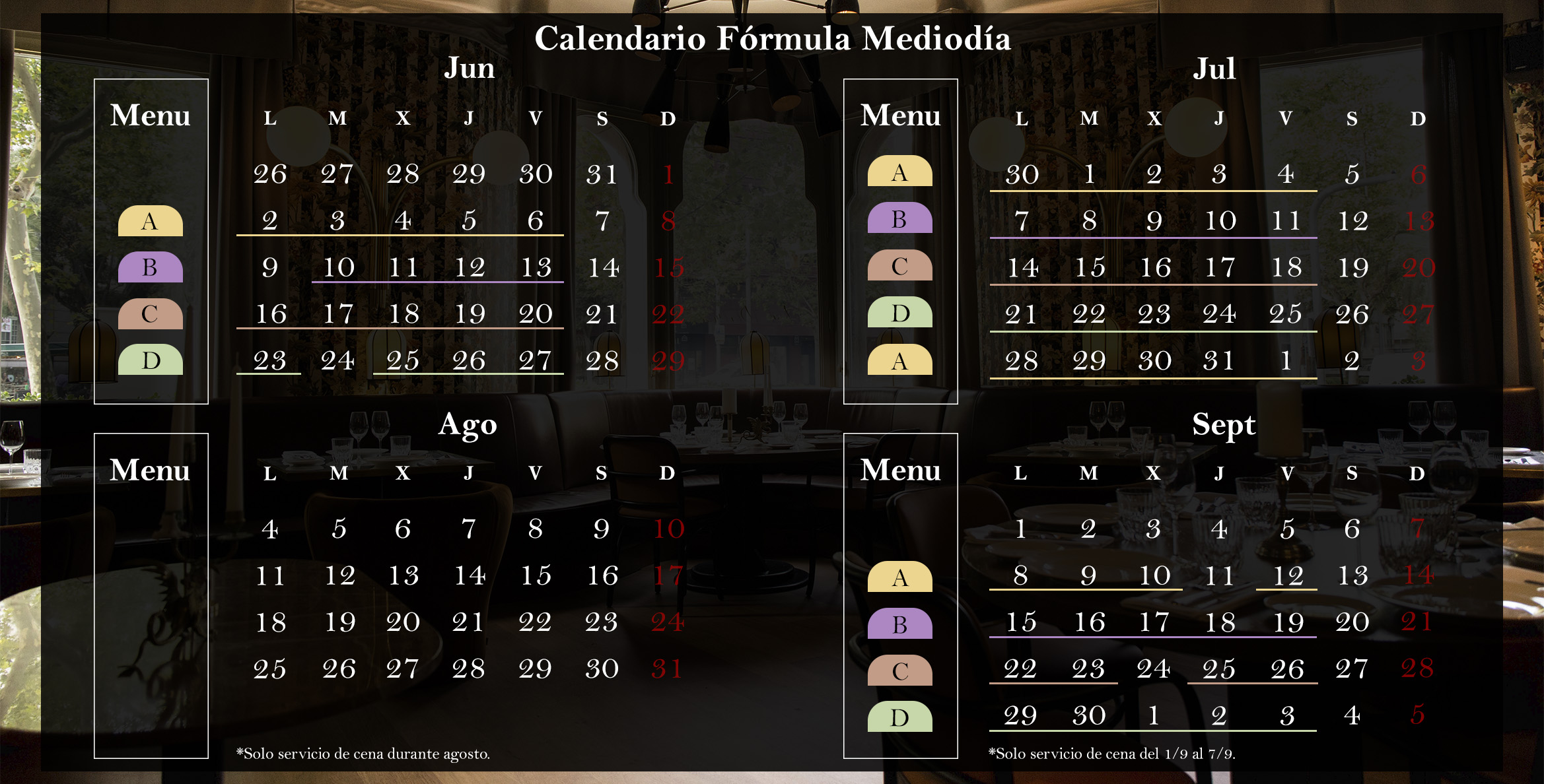 Lunch Formule Schedule